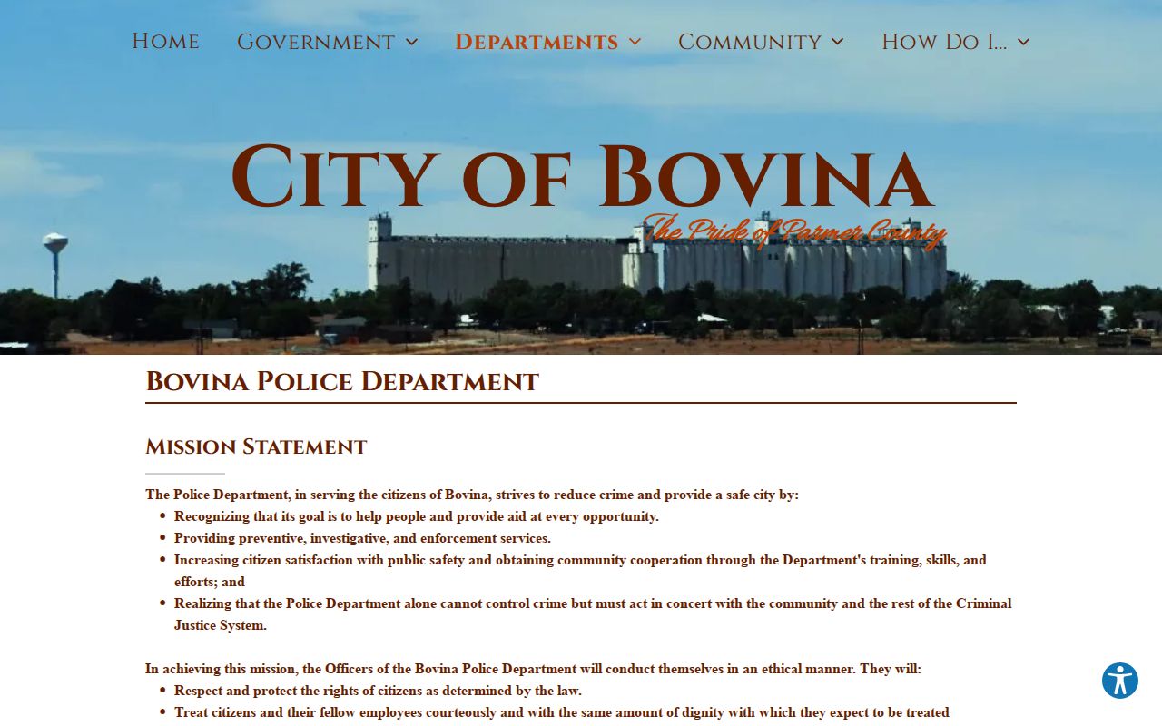 Bovina criminal history police department information
