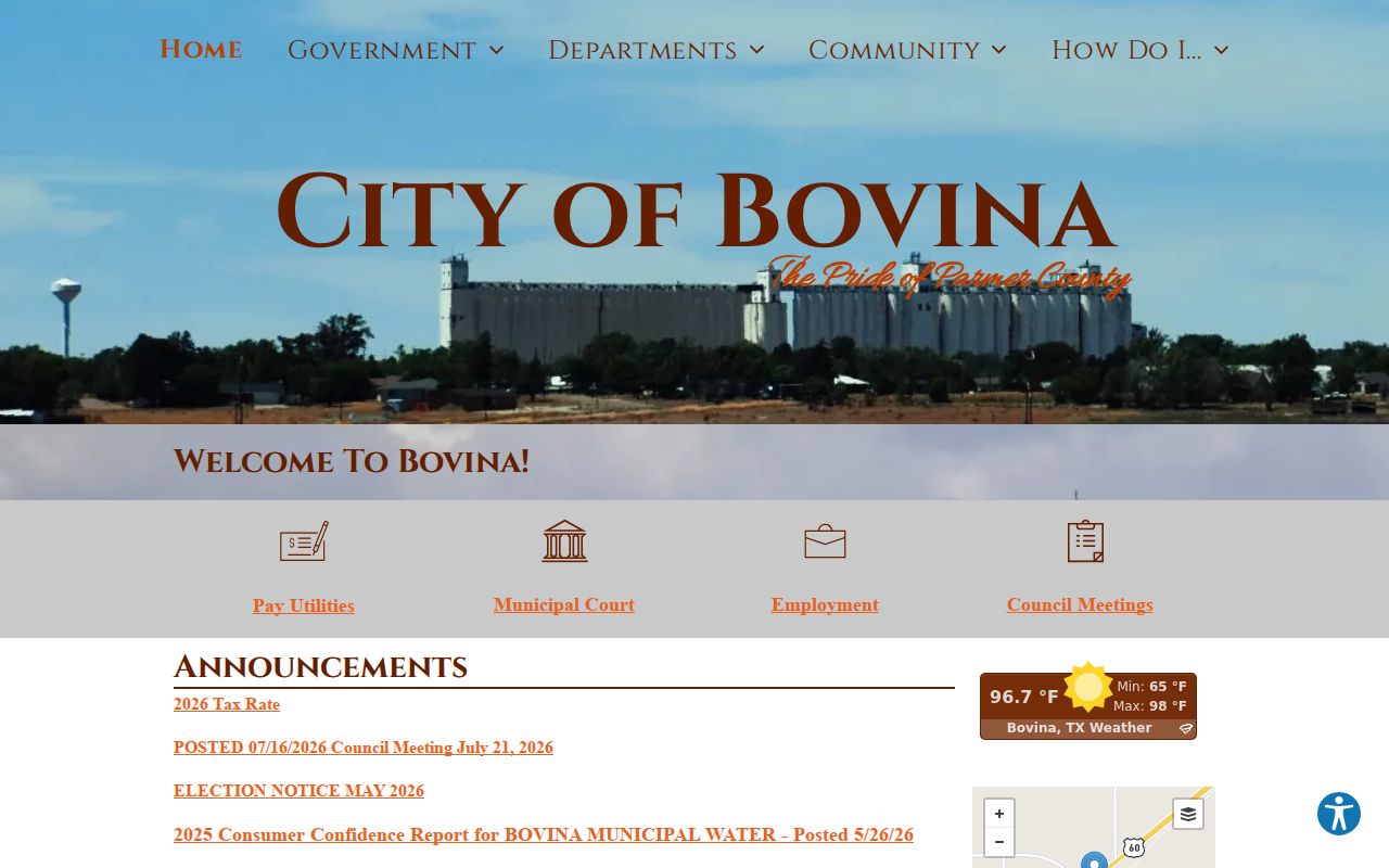 Bovina criminal history official city services page