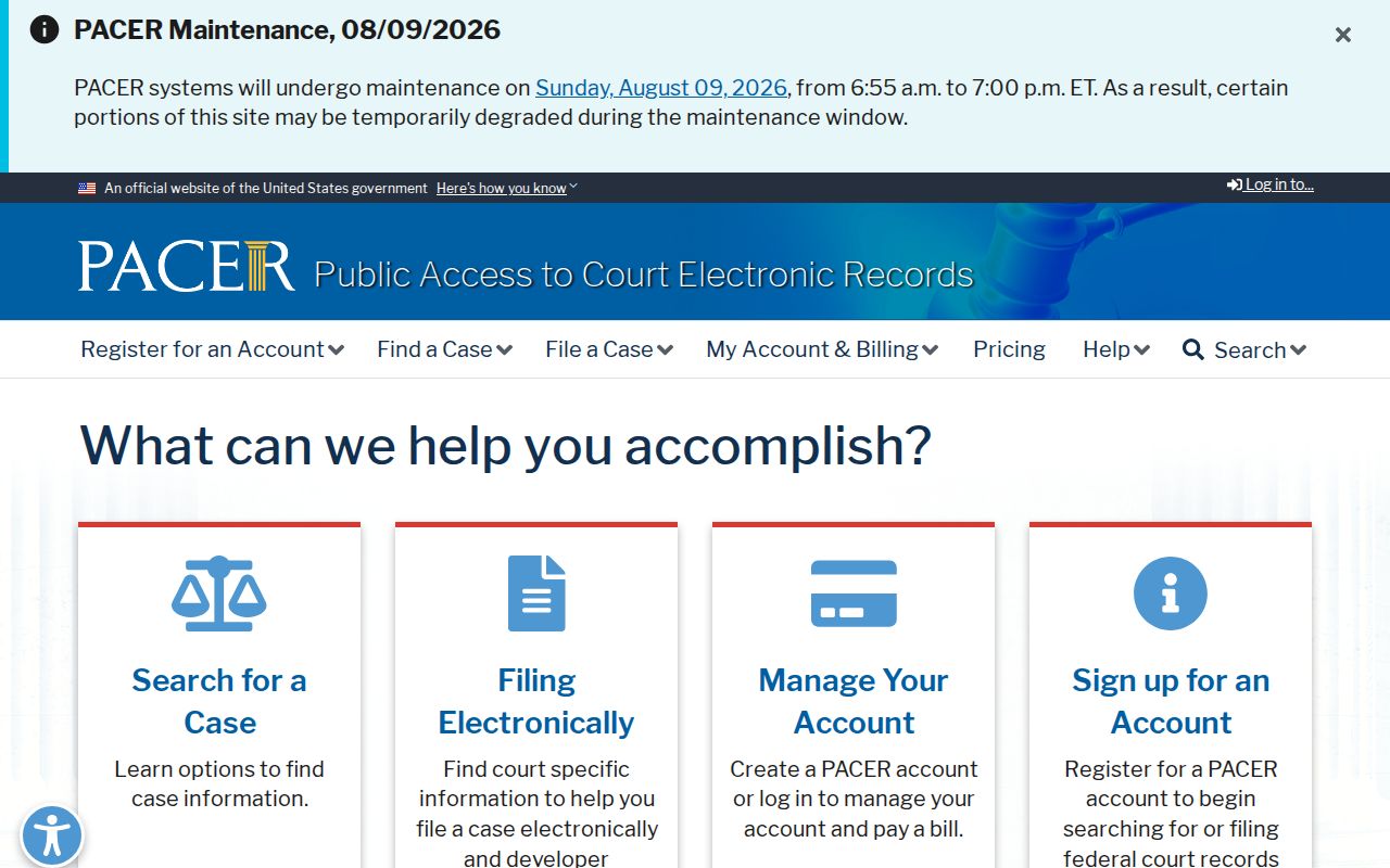 Federal PACER access for criminal cases connected with Parmer County