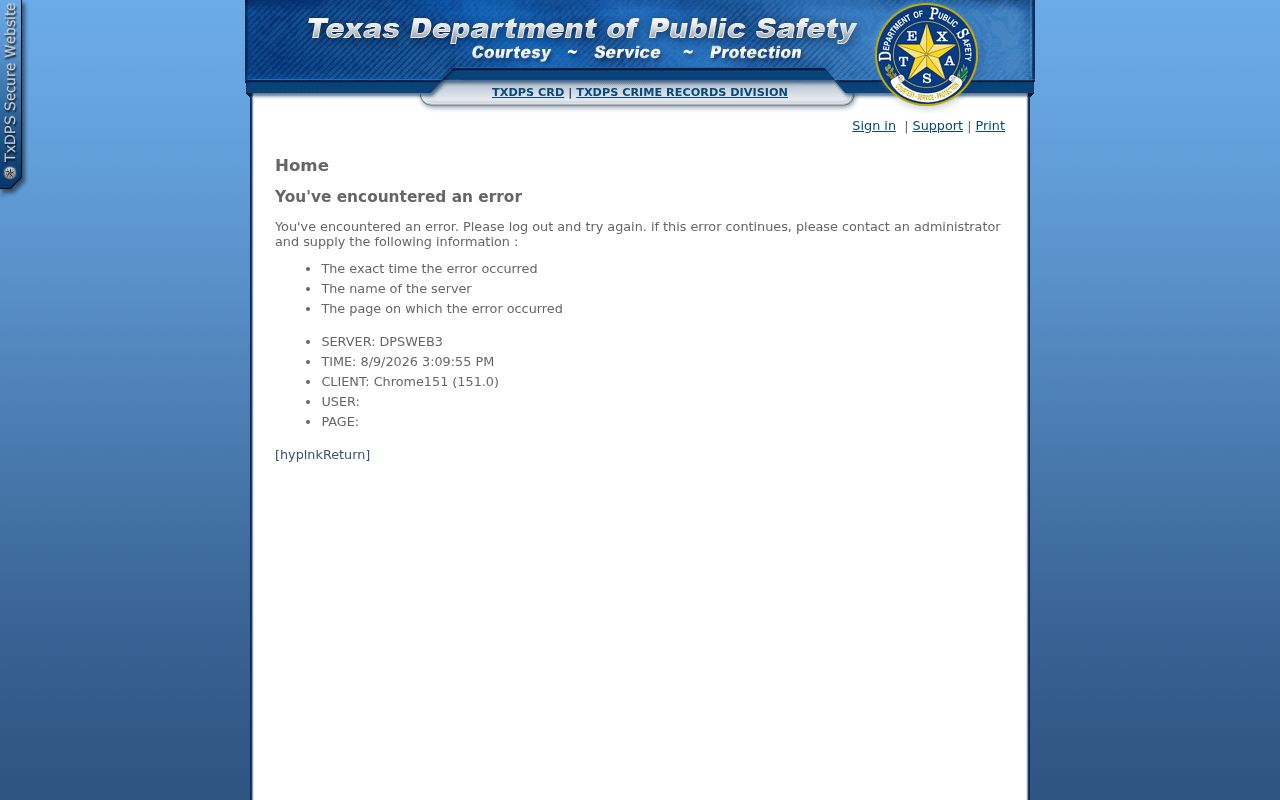 Parmer County criminal court case research through the Texas DPS name search