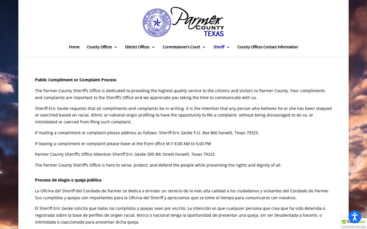 Farwell criminal history sheriff lobby and public procedure