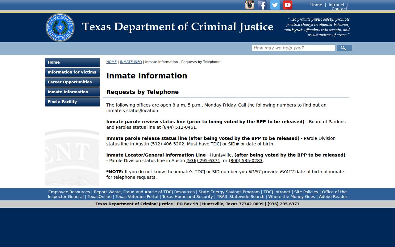 Parmer County criminal history TDCJ inmate and parole record channels