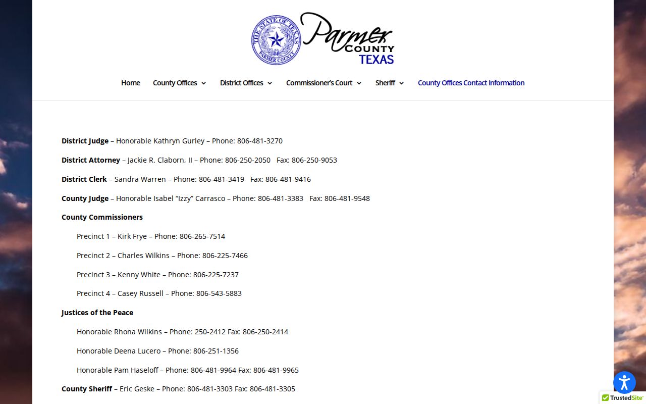 Parmer County criminal record courthouse justice office directory